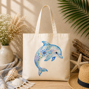 Tote Bag Poterie à thème floral dauphin d'art