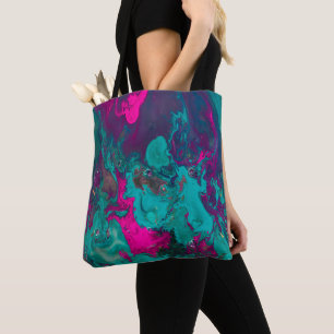 Tote Bag Potion Queen's Magenta & Turquoise Abstrait Smoke 