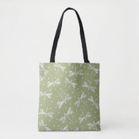 Pots blancs et libellules vert olive