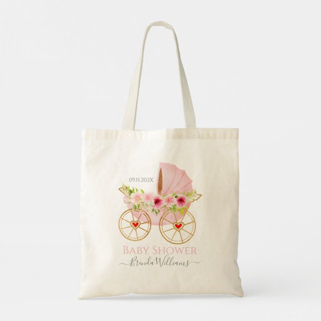 Tote Bag Poubelle rose fleurie (Dos)