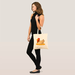 Tote Bag Poule assise sur son nid, joli animal de ferme