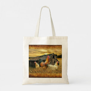 Tote Bag Poules à coq vintage Grotte à coop rustique