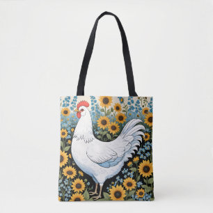 Tote Bag Poulet blanc et tournesols