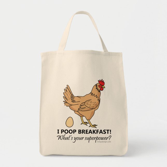 Tote Bag Poulet Poops Petit Déjeuner Drôle (Devant)