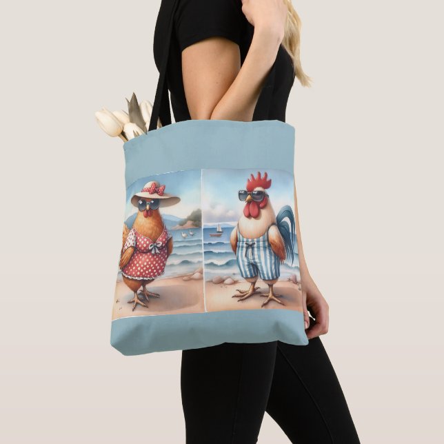 Tote Bag Poulets en maillots de bain en bord de mer (De près)