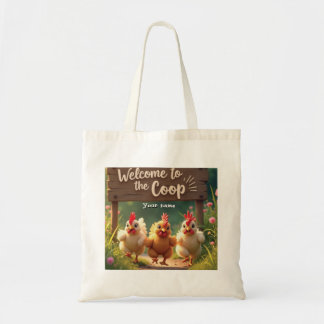 Tote Bag Poulets gais Rustique Shopping Fourre-tout