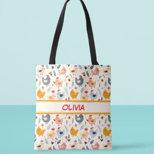 Tote Bag Poulets mignons dans la ferme Personnalisé