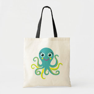 Tote Bag Poulpe bleu et jaune