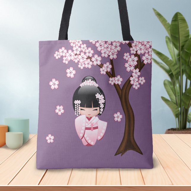 Tote Bag Poupée blanche Kimono Kokeshi - mignonne Geisha Gi (Créateur téléchargé)