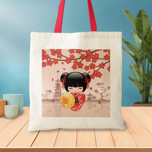 Tote Bag Poupée rouge Sakura Kokeshi - Geisha japonais