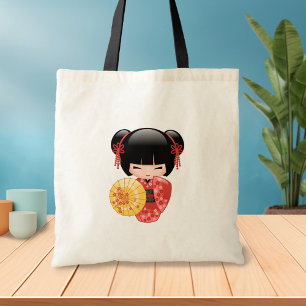 Tote Bag Poupée rouge Sakura Kokeshi - Geisha japonais 2