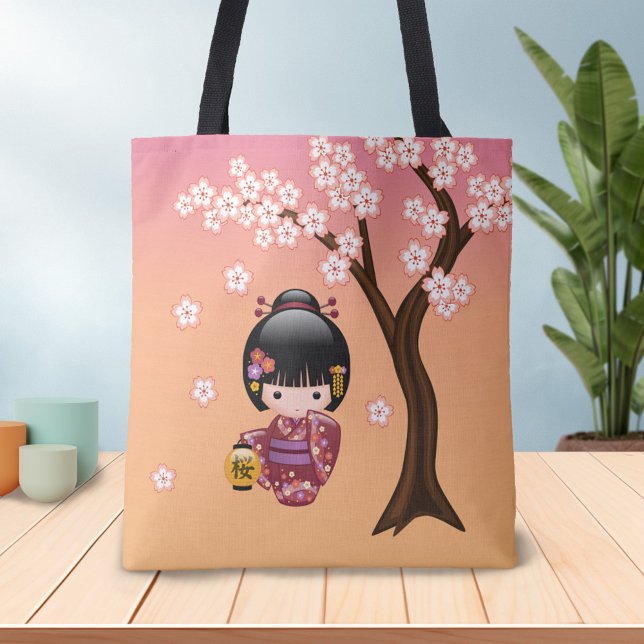 Tote Bag Poupée Sakura Kokeshi - jolie fille japonaise Geis (Créateur téléchargé)