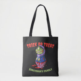 Tote Bag Poupée Zombie Tricoter ou traiter Halloween