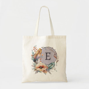 Tote Bag Pourpre ajouter floral initial