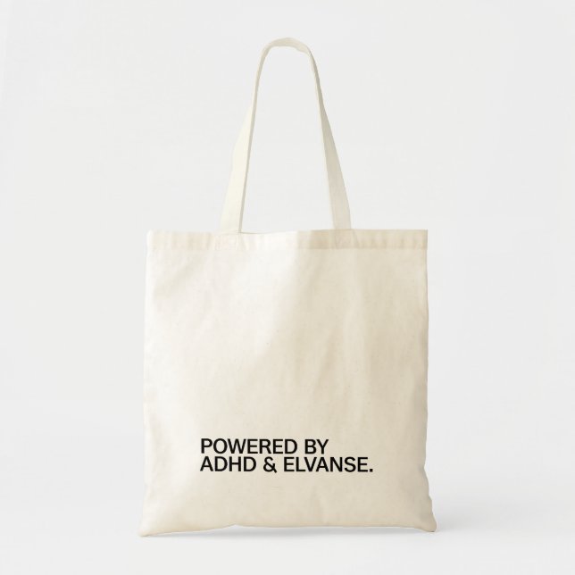 Tote Bag Powered by ADHD & Elvanse - neurodivergent (Devant)