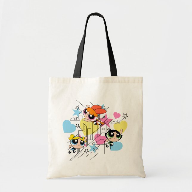 Tote Bag Powerpuff Girls Townsville Pattern (Devant)