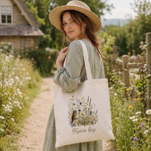 Tote Bag Prairie de fleurs sauvages de la chouette fantaisi