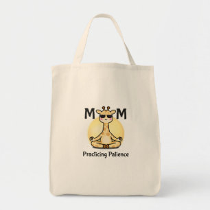 Tote Bag Pratiquer la patience   Maman girafe zen drôle