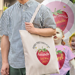 Tote Bag Premier anniversaire Bébé 1ère mignonne fraise