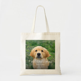 Tote Bag Premier Noël Photo Personnalisée d'Animal de Compa