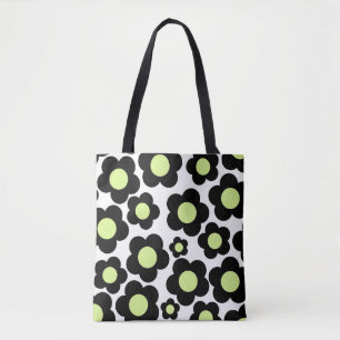 Tote Bag Preppy Black Neon vert Hippie Motif