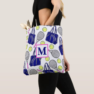 Tote Bag Preppy Monogram Tennis Navy