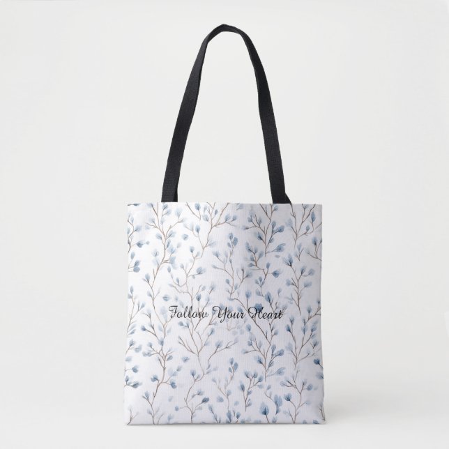 Tote Bag Pretty Blue White Flowers (Devant)