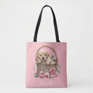 Tote Bag Pretty Rose Labrador Retriever Puppy