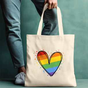 Tote Bag Pride Rainbow LGBTQ Mariage cardiaque