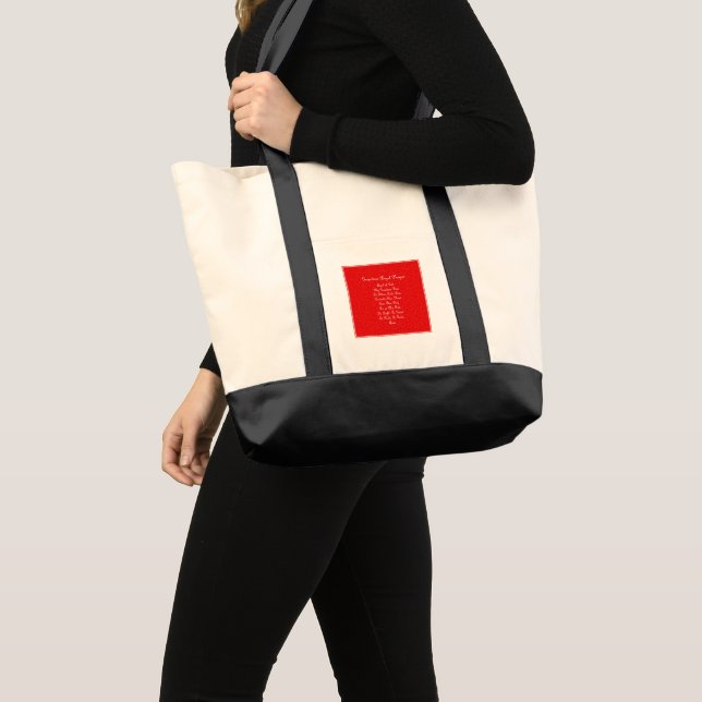 Tote Bag Prière de l'ange gardien Coeurs rouges (Devant (produit))