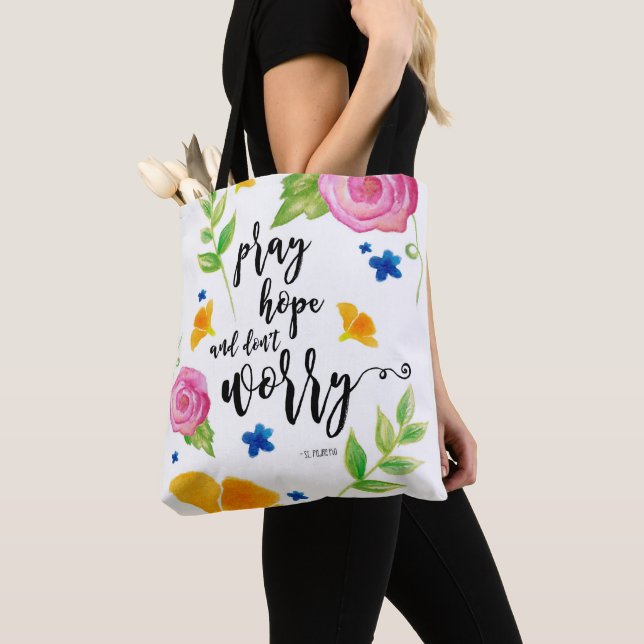 Tote Bag Priez l'espoir et ne vous inquiétez pas (De près)