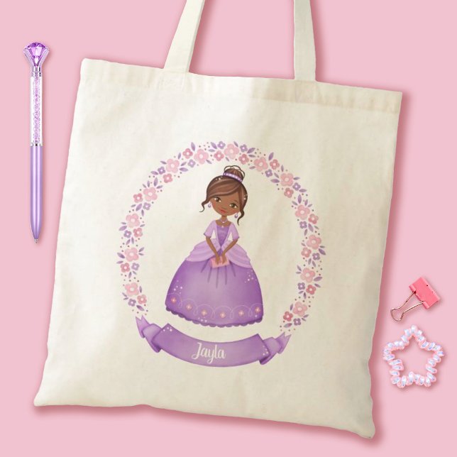 Tote Bag Princesse (Cute Purple Princess tote bag. Personalize it with your girls name for a special gift.)