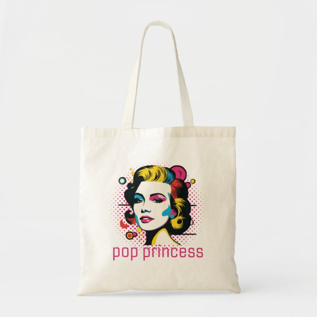 Tote Bag princesse pop, visage femme, visage art abstrait (Devant)