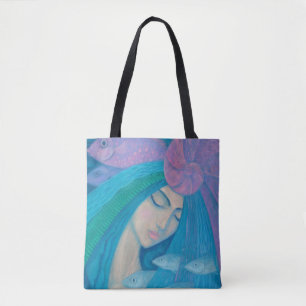 Tote Bag Princesse Sirène, Imaginaire sous-marin, Bleu rose
