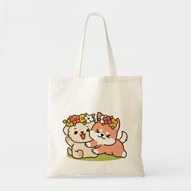 Tote Bag Printemps dans la laideur - Illustration de chien  (Devant)