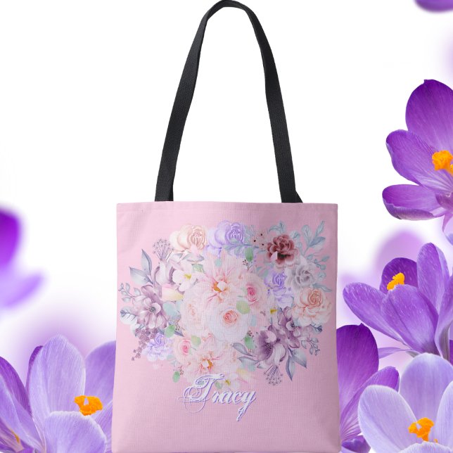 Tote Bag Printemps en fleurs rose et lilas  (Créateur téléchargé)