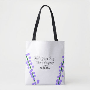 Tote Bag printemps frais camping fleurs de lavande nom date