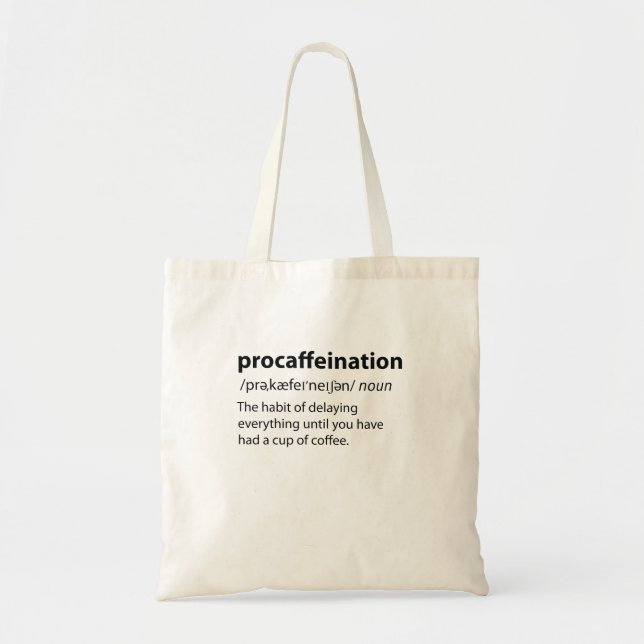Tote Bag Procaffination Funny Dictionnaire Définition (Devant)