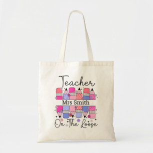 Tote Bag Professeur Amusant Sur Les Crayons Violets Rose Pe