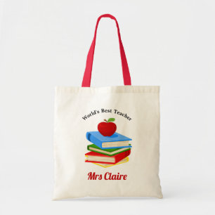 Tote Bag Professeur de livre et d'Apple personnalisé