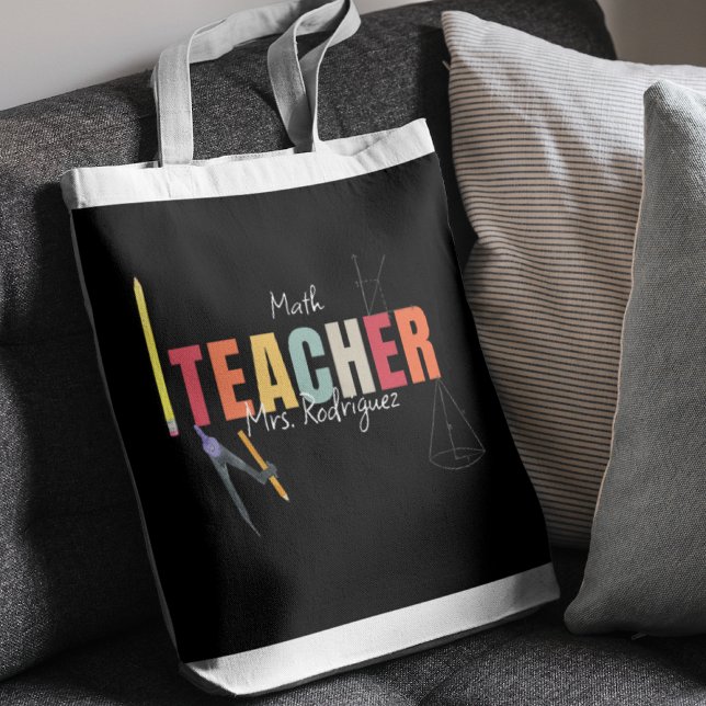 Tote Bag Professeur de mathématiques personnalisé Noir (Créateur téléchargé)