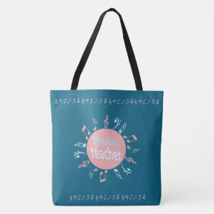 Tote Bag Professeur de musique élégante notes bleu arrière 