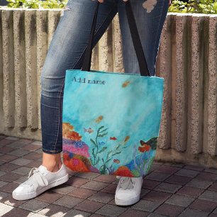 Tote Bag Professeur de peinture à l'aquarelle sur un récif 