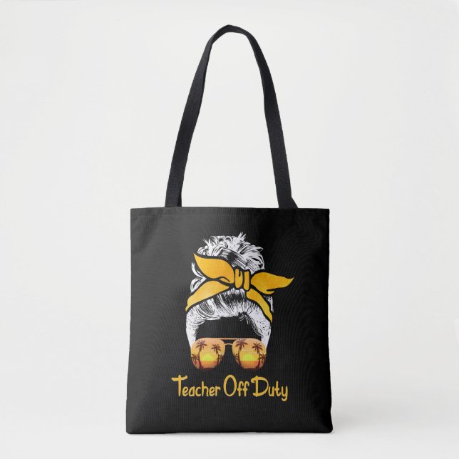 Tote Bag Professeur hors service Messy Bun Beach Sunset Ens (Devant)