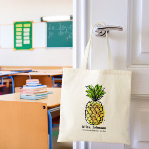 Tote Bag Professeur personnalisé Ananas Aquarelle