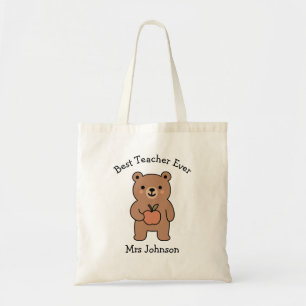 Tote Bag Professeur Personnalisé, Ourson Mignon, Meilleur P