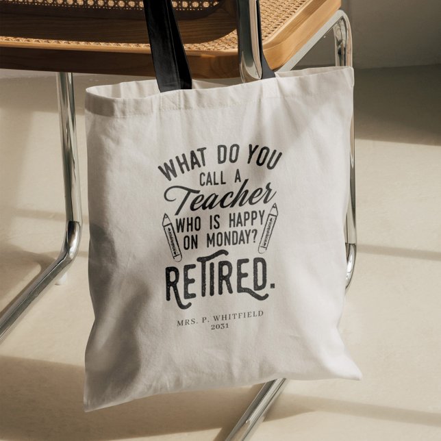 Tote Bag Professeur retraité Chef de l'école Retraite sur m (Retired Teacher Leaving Gift Personalized Tote Bag)