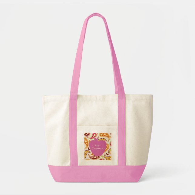 Tote Bag Professeur rose d'Apple Paisley (Devant)