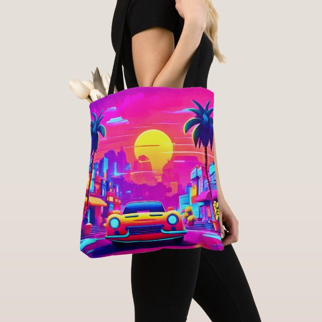 Tote Bag Promenade en voiture dans la ville au coucher du s (De près)