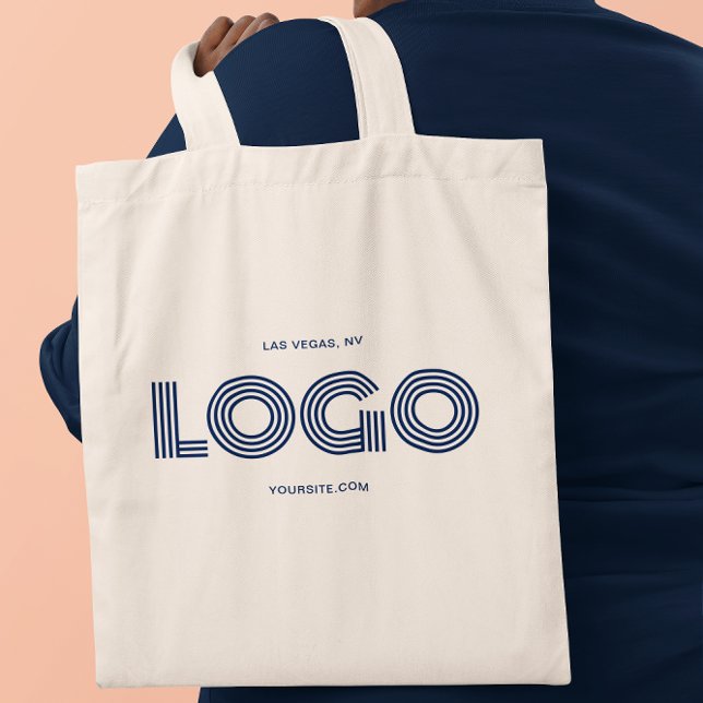 Tote Bag Promo du logo rectangulaire moderne de la Marine (Navy Modern Rectangular Logo Promo Tote Bag)